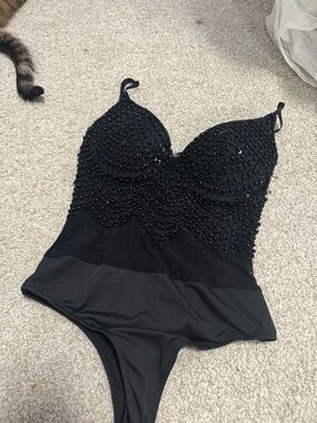 Windsor Black Beaded Bodysuit